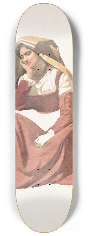 Pierre Louis Dubourcq - Seated Italian Peasant Woman 8.25 inch art skate deck