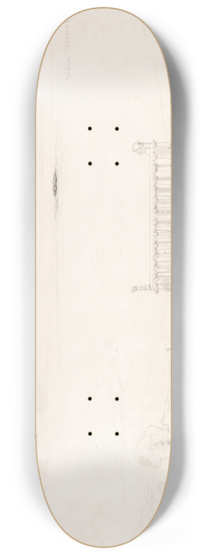 Pierre Louis Dubourcq - Studies of the Villa Cicerone at the Lago Lucrino near Naples and of the Temple at Paestum (Italy) 8.25 inch art skate deck