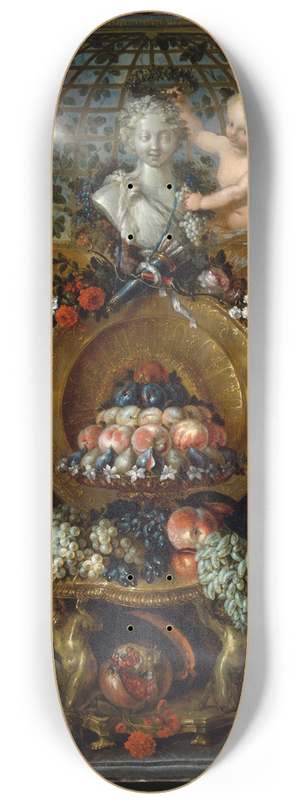 Pierre Nicolas Huilliot - Still Life with Silver and Gold Vessels, Fruit, and Flowers 8.25 inch art skate deck