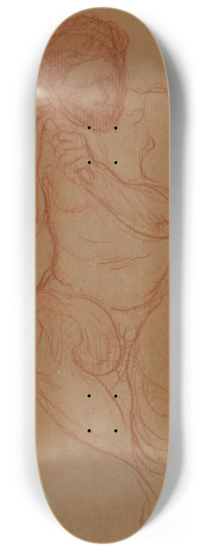 Pierre Puvis de Chavannes - Homme nu assis, de face, tenant un objet des deux mains vers la gauche 8.25 inch art skate deck