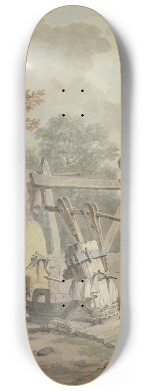 Pieter Bartholomeusz. Barbiers - Ein Schleifstein bei einem Brunnen 8.25 inch art skate deck