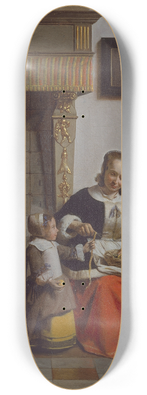 Pieter De Hooch - A Woman peeling Apples 8.25 inch art skate deck