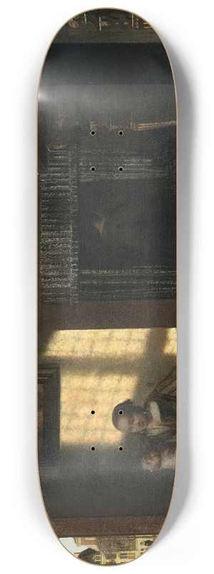 Pieter De Hooch - Interior with a Mother close to a Cradle 8.25 inch art skate deck
