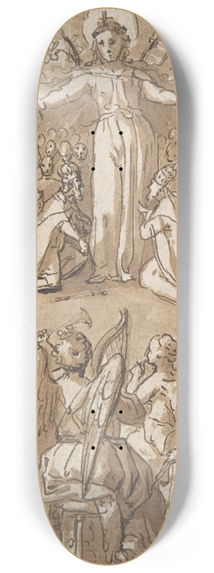 Pieter de Jode I - The Virgin Surrounded by Angels and Representatives of Secular and Ecclesiastical Authorities 8.25 inch art skate deck Pieter de Jode I - The Virgin Surrounded by Angels and Representatives of Secular and Ecclesiastical Authorities 8.25 inch art skate deck