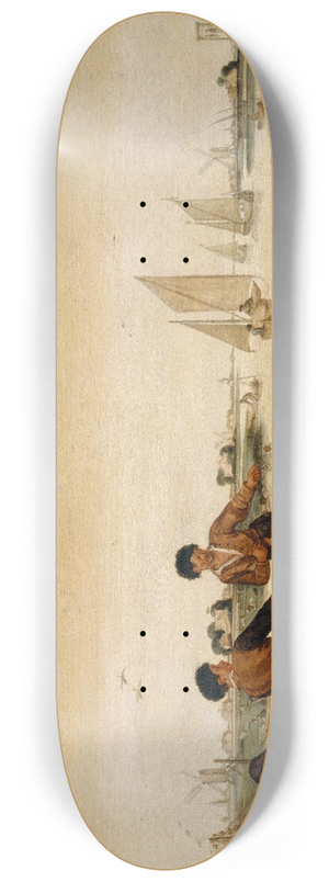 Arent Arentsz. Cabel - Two Fishermen Pulling Their Net Ashore 8.25 inch art skate deck