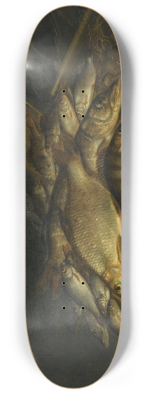 Pieter de Putter - Still Life With Fish, Nets, Fishing Equipment And A Knife On A Table 8.25 inch art skate deck