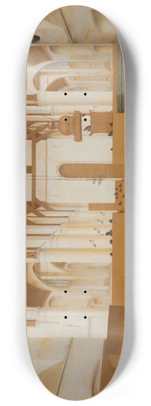 Pieter Jansz Saenredam - Interior of the Sint-Odulphuskerk in Assendelft 8.25 inch art skate deck Pieter Jansz Saenredam - Interior of the Sint-Odulphuskerk in Assendelft 8.25 inch art skate deck