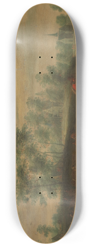Pieter Meulener - Landscape with a Couple Dancing outside a Country Mansion 8.25 inch art skate deck