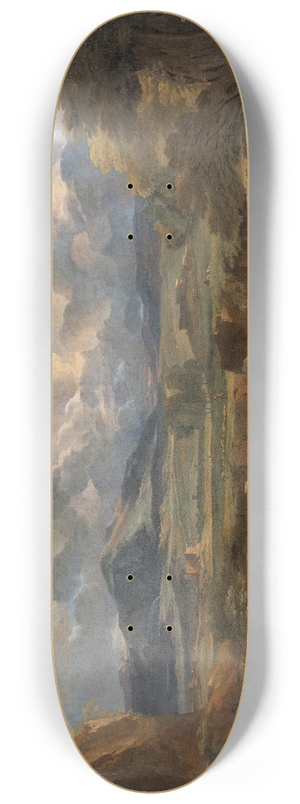 Pieter Mulier the Elder - Italian Landscape with River 8.25 inch art skate deck