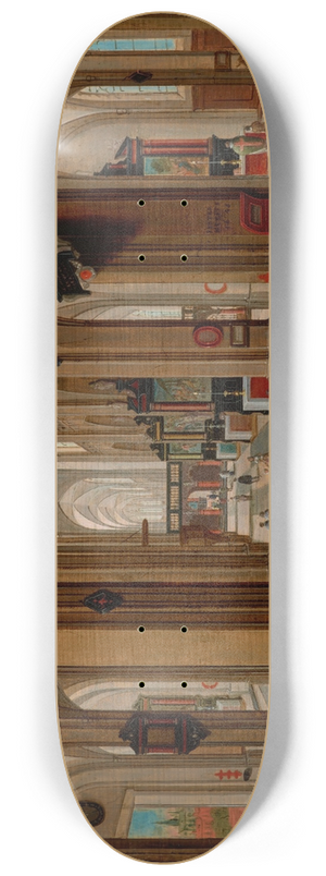 Pieter Neeffs the younger - Interior of Antwerp Cathedral 8.25 inch art skate deck