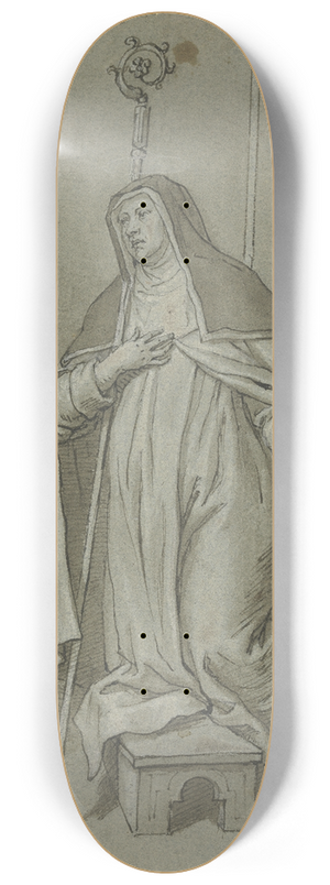 Pieter van Lint - Die Heilige Klara von Assisi vor der Hostie kniend 8.25 inch art skate deck