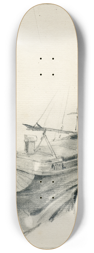 Pieter van Loon - Binnenvaartschip aan oever 8.25 inch art skate deck