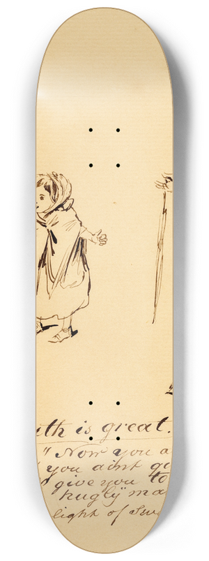 Pieter van Loon - Karikatuur met huilende kinderen en man 8.25 inch art skate deck