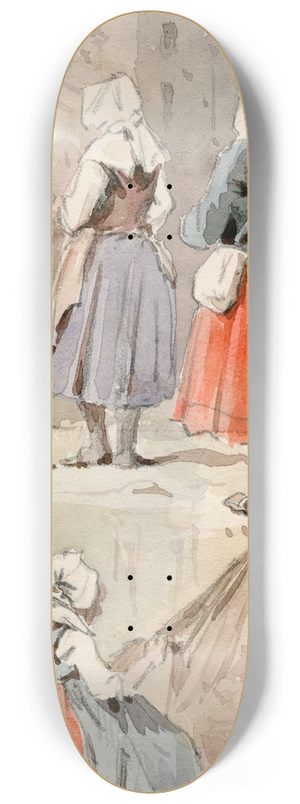 Pieter van Loon - Mensen in klederdracht uit omgeving van Boulogne 8.25 inch art skate deck