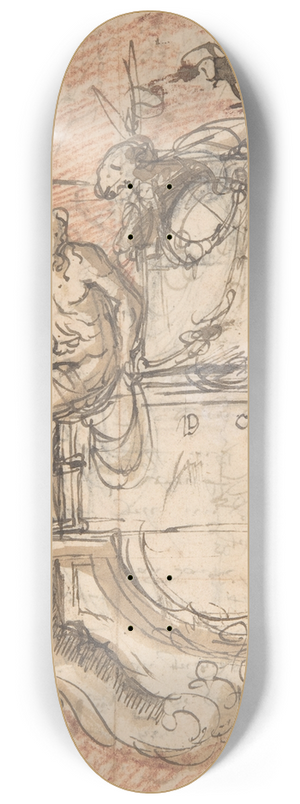 Pieter Verbruggen the Younger - Design for a sepulchral monument with an allegory of Time 8.25 inch art skate deck