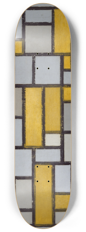 Piet Mondrian - Composition with Grid 1 8.25 inch art skate deck