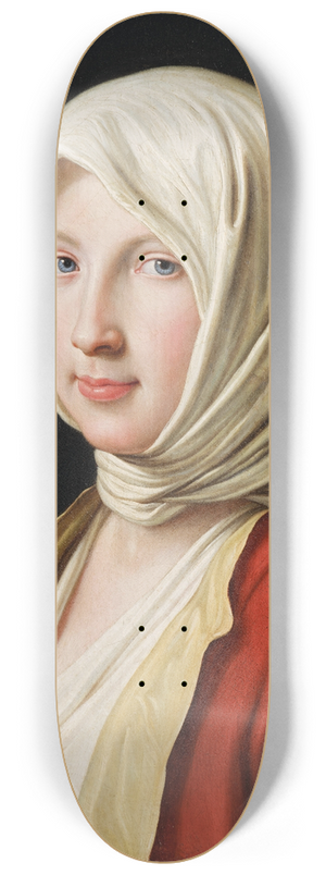 Pietro Rotari - Portrait of a girl in a white headscarf 8.25 inch art skate deck