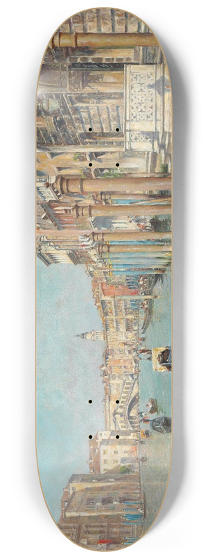 Rafael Senet y Perez - On the Grand Canal, the Rialto Bridge beyond, Venice 8.25 inch art skate deck