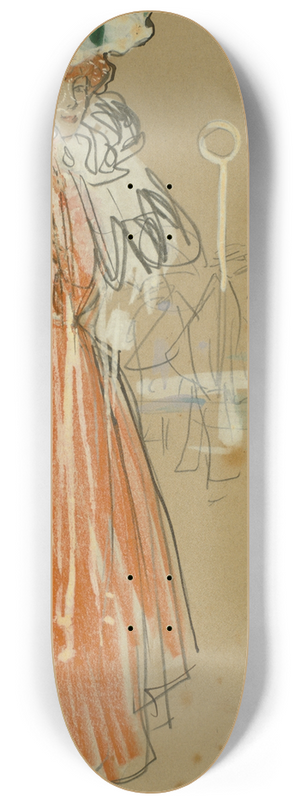 Ramn Casas - Female Figure in Red 8.25 inch art skate deck