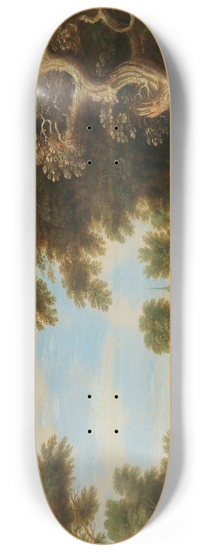 Raphael Govertsz. Camphuysen - A wooded river landscape with a horseman and wanderers 8.25 inch art skate deck