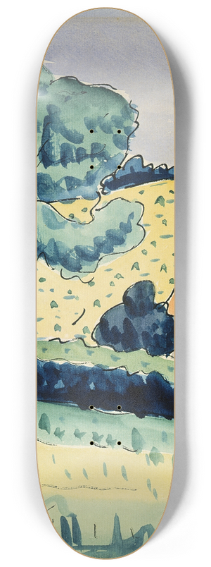 Raymond McIntyre - Hillside with cottages 8.25 inch art skate deck Raymond McIntyre - Hillside with cottages 8.25 inch art skate deck
