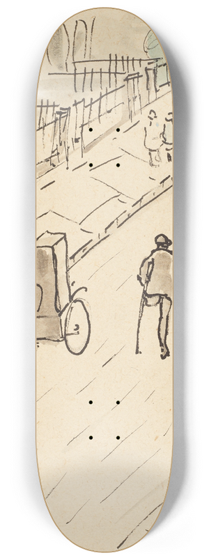 Raymond McIntyre - London street with organ grinder 8.25 inch art skate deck