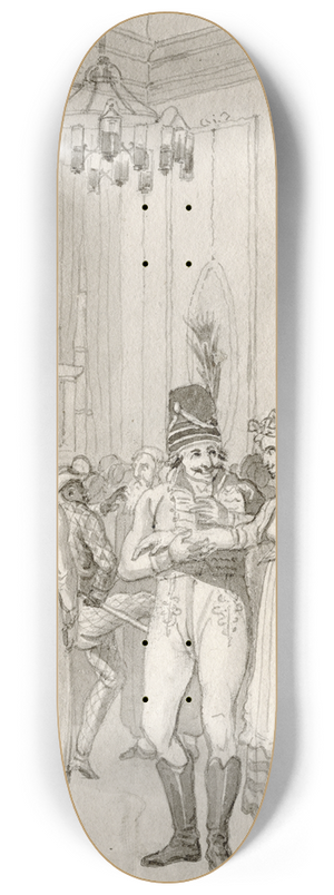 Reinier Vinkeles - Officier neemt vrouw bij de hand op een gemaskerd bal 8.25 inch art skate deck