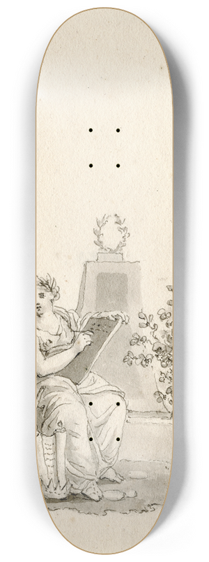 Reinier Vinkeles - Titelblad: gelauwerde, schrijvende vrouw, met attributen 8.25 inch art skate deck