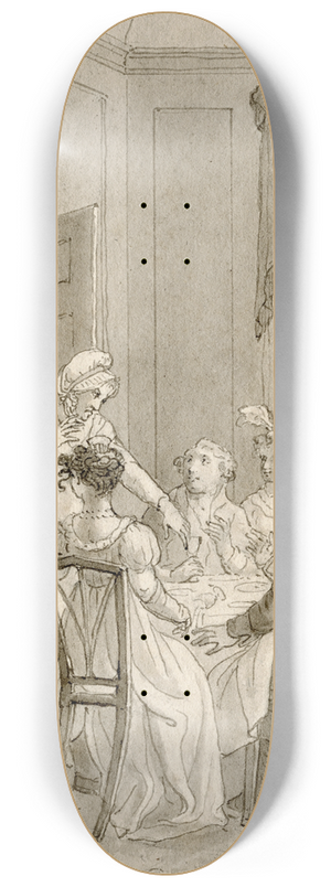 Reinier Vinkeles - Vertoornde vrouw bij tafelend gezelschap: Zij vloog 8.25 inch art skate deck Reinier Vinkeles - Vertoornde vrouw bij tafelend gezelschap: Zij vloog 8.25 inch art skate deck