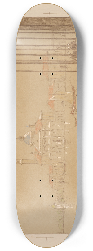 Reinier Willem Petrus de Vries - Gezicht op Veneti met de Chiesa di San Giorgio Maggiore 8.25 inch art skate deck