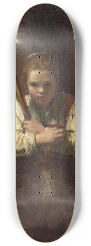 Rembrandt van Rijn - A Girl with a Broom 8.25 inch art skate deck