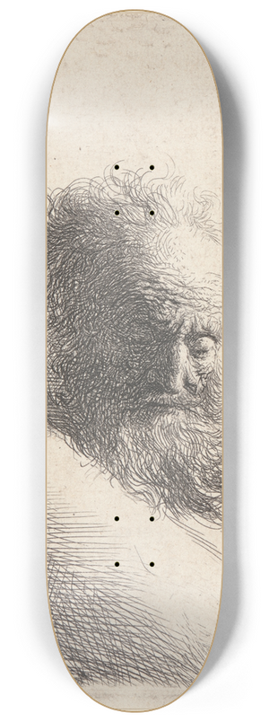 Rembrandt van Rijn - Bust of an Old Bearded Man, Looking Down 8.25 inch art skate deck Rembrandt van Rijn - Bust of an Old Bearded Man, Looking Down 8.25 inch art skate deck