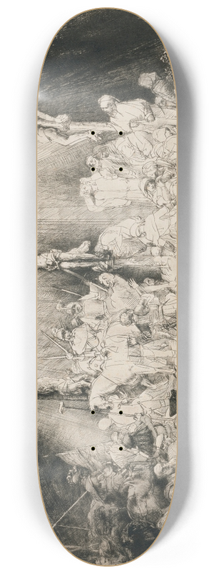 Rembrandt van Rijn - Christ crucified between the two Thieves: The Three Crosses 8.25 inch art skate deck Rembrandt van Rijn - Christ crucified between the two Thieves: The Three Crosses 8.25 inch art skate deck