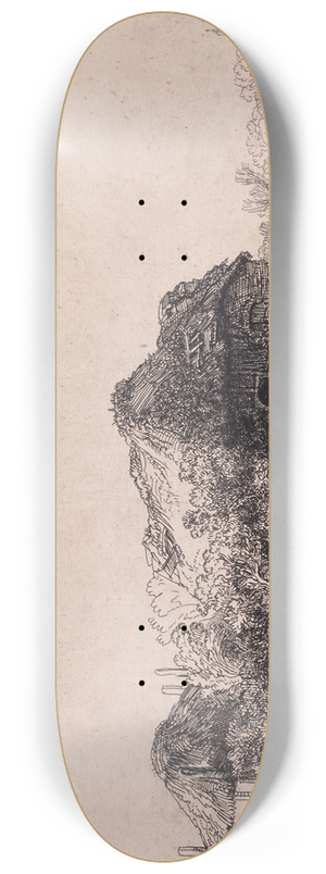 Rembrandt van Rijn - Landscape with a Cottage and Haybarn 8.25 inch art skate deck