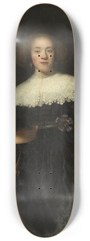 Rembrandt van Rijn - Portrait of a Young Woman with a Fan 8.25 inch art skate deck