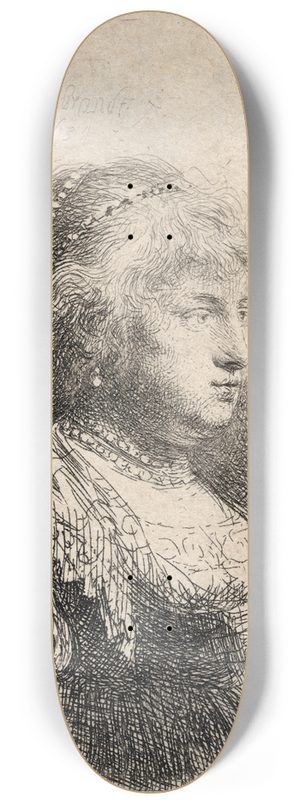 Rembrandt van Rijn - Saskia with Pearls in her Hair 8.25 inch art skate deck Rembrandt van Rijn - Saskia with Pearls in her Hair 8.25 inch art skate deck