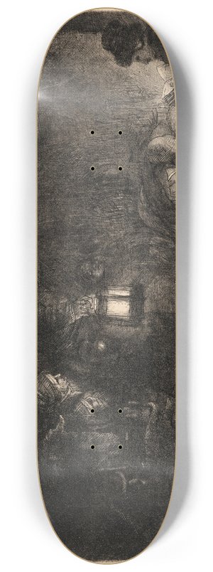 Rembrandt van Rijn - The Adoration of the Shepherds: A Night Piece 8.25 inch art skate deck