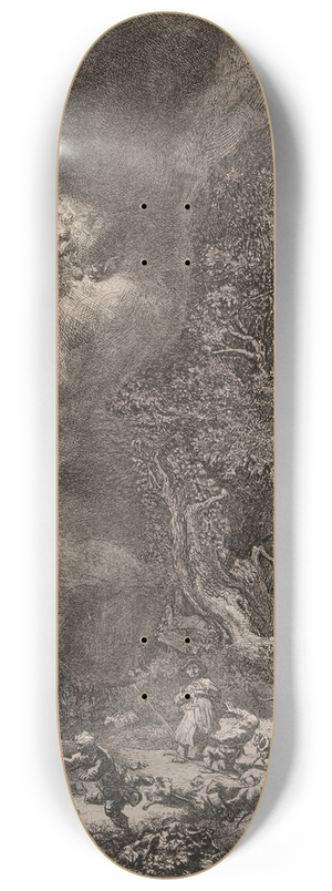 Rembrandt van Rijn - The angel appearing to the shepherds 8.25 inch art skate deck