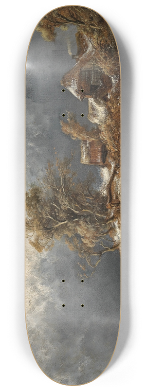 Remigius Adrianus van Haanen - Returning Home in a Winter Landscape 8.25 inch art skate deck