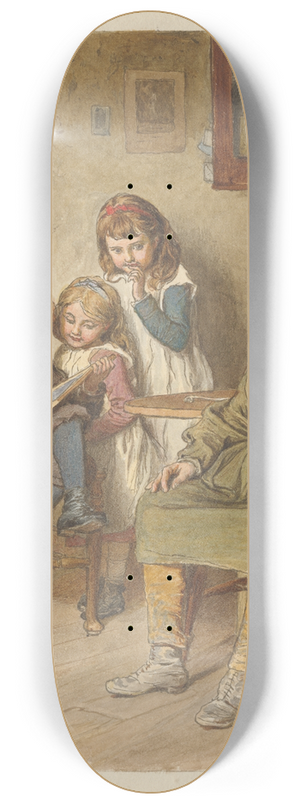 Robert Barnes - Boy Sketching a Man with Two Girls Watching 8.25 inch art skate deck