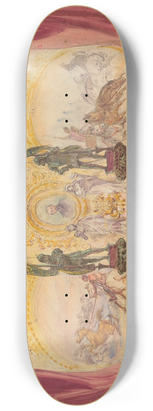 Robert Caney - Stage Set With Paintings And Statues 8.25 inch art skate deck Robert Caney - Stage Set With Paintings And Statues 8.25 inch art skate deck