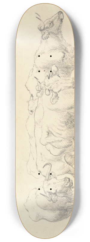 Robert Hills - Study of Cows with Calf 8.25 inch art skate deck