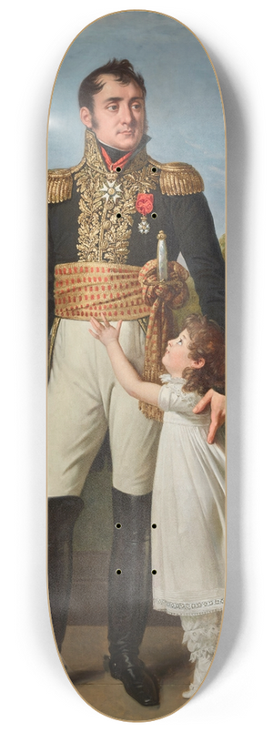 Robert Jacques Franois Lefvre - Portrait du baron Solignac avec sa fille Louise-Delphine 8.25 inch art skate deck