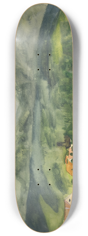 Arnold Peter Weisz-Kubnan - Landscape with houses 8.25 inch art skate deck