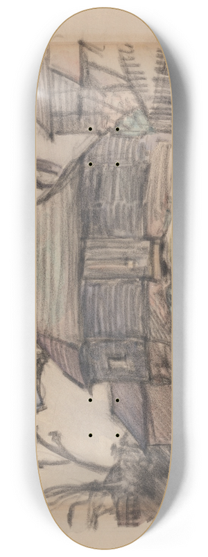 Robert Polhill Bevan - A Sussex Barn. 8.25 inch art skate deck