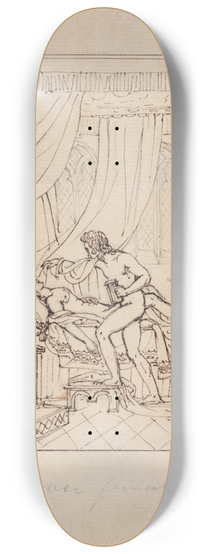 Robert Smirke - Study of a Woman Sleeping in Her Chamber and a Man Standing Over Her Bed 8.25 inch art skate deck