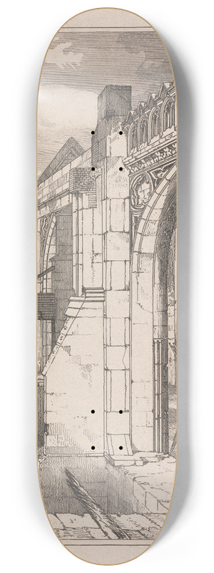 Robert William Billings - Ruins of St Stephens Chapel, Seen from the Roof of Westminster Hall 8.25 inch art skate deck
