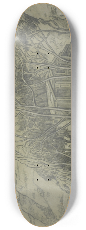 Roland Hipkins - Untitled (landscape with shed and trees) 8.25 inch art skate deck Roland Hipkins - Untitled (landscape with shed and trees) 8.25 inch art skate deck