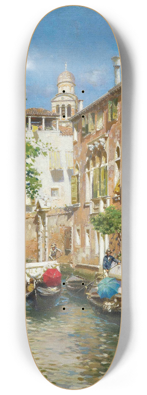 Rubens Santoro - Gondoliers on a Venetian canal 8.25 inch art skate deck