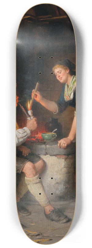 Rudolf Epp - Young Couple by the Fireplace 8.25 inch art skate deck